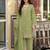 P green silk blend readymade suit with beads work
