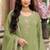 P green silk blend readymade suit with beads work
