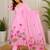 Pink silk blend embroidered kurta set