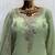 P green silk blend readymade suit with beads work