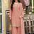 Peach silk blend readymade suit with beads work
