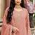Peach silk blend readymade suit with beads work