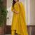 Dark-yellow silk blend embroidered kurta set