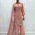 Peach silk blend readymade suit with beads work