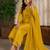 Dark-yellow silk blend embroidered kurta set