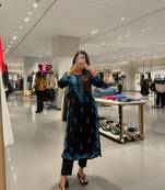 Black silk blend embroidered kurta set