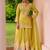 Yellow chinon readymade suit with embroidery work