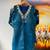 Teal crepe embroidered kurta set