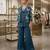 Teal crepe embroidered kurta set