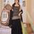 Black silk blend embroidered kurta set
