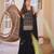 Black silk blend embroidered kurta set