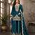 Teal viscose readymade suit with embroidery & sequence work