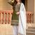 Olive silk blend embroidered farshi salwar set