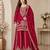 Red viscose readymade suit with embroidery & sequence work