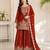 Orange viscose readymade suit with embroidery & sequence work