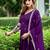 Violet art silk readymade anarkali suit with embroidery work