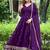 Violet art silk readymade anarkali suit with embroidery work