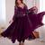 Purple faux georgette embroidered flared gown set