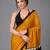 Mustard printed satin saree with blouse
