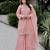 Pink silk blend embroidered palazzo set