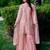 Pink silk blend embroidered palazzo set