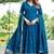 Teal art silk readymade anarkali suit with embroidery work
