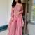 Pink silk blend embroidered sharara set