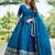 Teal art silk readymade anarkali suit with embroidery work