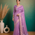 Purple Embroidery Floral Moti Beats Work And Gold Span (Organza) Fabric Saree With Unstitched Blouse 