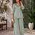 Sea-green silk blend embroidered palazzo set