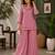 Pink silk blend embroidered palazzo set