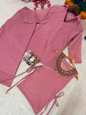 Pink silk blend embroidered palazzo set 4