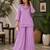 Lavender silk blend embroidered palazzo set