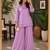 Lavender silk blend embroidered palazzo set