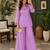 Lavender silk blend embroidered palazzo set