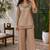 Beige silk blend embroidered palazzo set