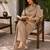 Beige silk blend embroidered palazzo set