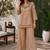 Beige silk blend embroidered palazzo set