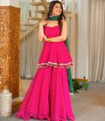 Rani-pink faux georgette printed palazzo set