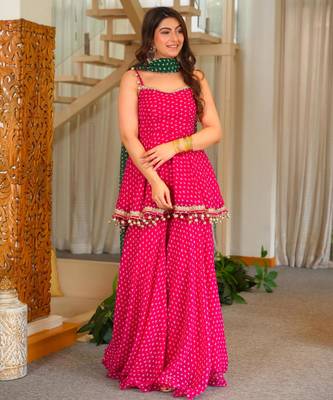 Rani-pink faux georgette printed palazzo set 2