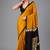 Mustard printed satin saree with blouse
