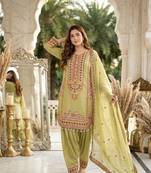 Olive chanderi embroidered farshi salwar set