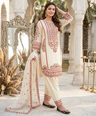 Cream chanderi embroidered farshi salwar set 1