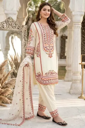 Cream chanderi embroidered farshi salwar set