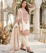 Cream chanderi embroidered farshi salwar set