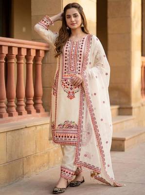 Cream chanderi embroidered farshi salwar set 2