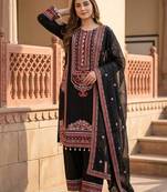 Black chanderi embroidered farshi salwar set