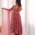 Onion-pink faux georgette embroidered anarkali set