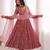 Onion-pink faux georgette embroidered anarkali set