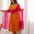Orange faux georgette embroidered anarkali set